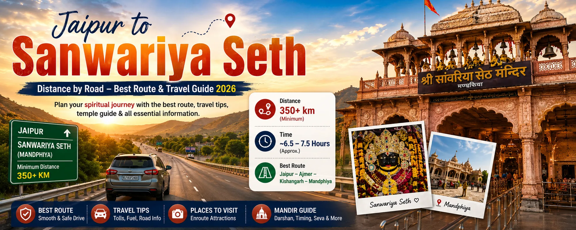 Jaipur to Sanwariya Seth Distance by Road